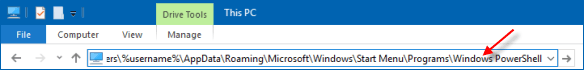 Access to Windows PowerShell folder