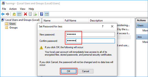 type new password