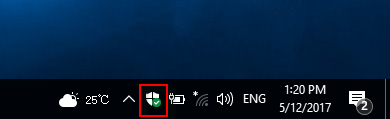 Windows Defender Security Center icon in tray