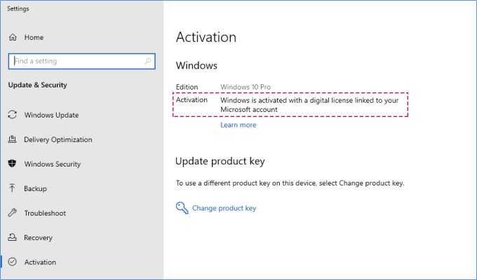 Activate Windows 10 using a digital license