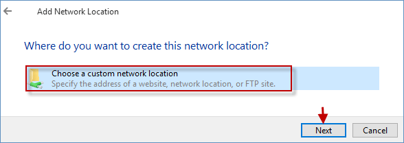 choose a custom network location