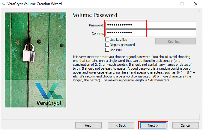 set a password for the USB drive