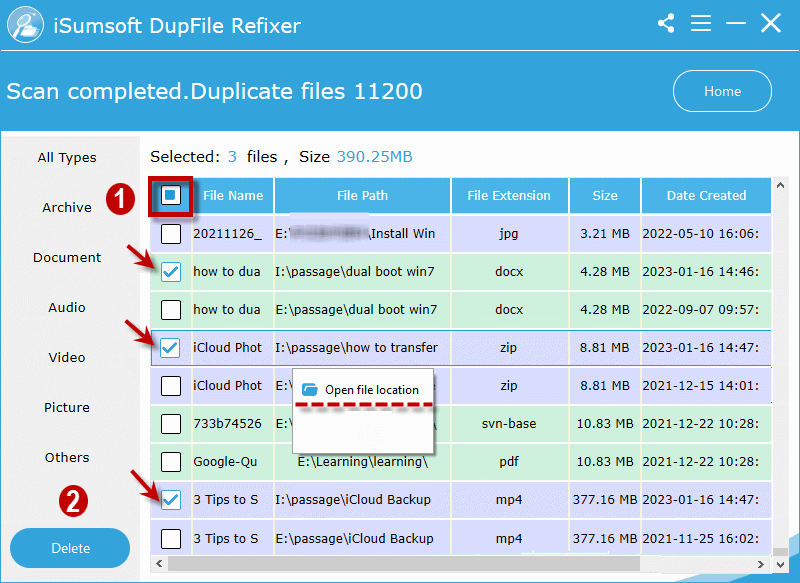 select and delete duplicate files in Windows 10 with iSumsoft DupFile Refixer