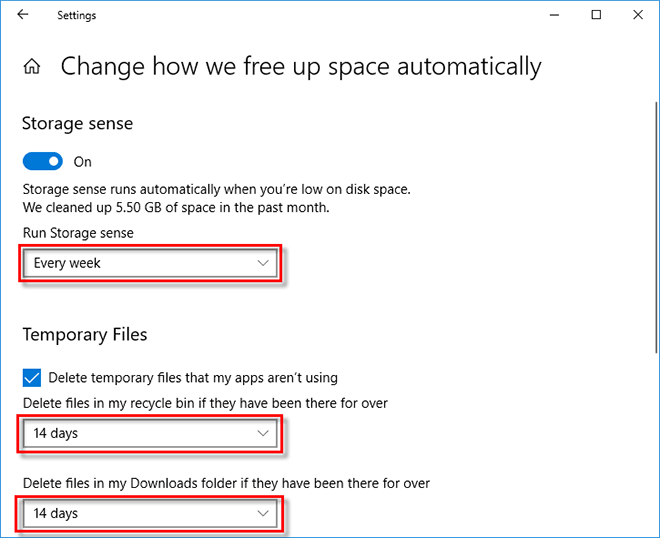 choose when to free up space