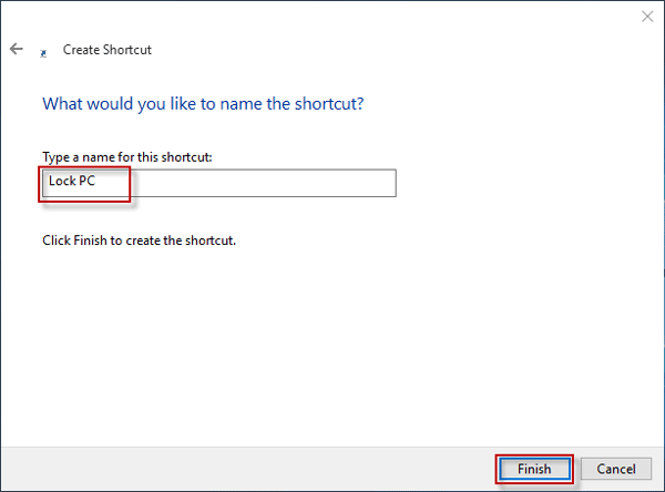 Type name for the shortcut