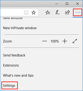Open Microsoft Edge settings