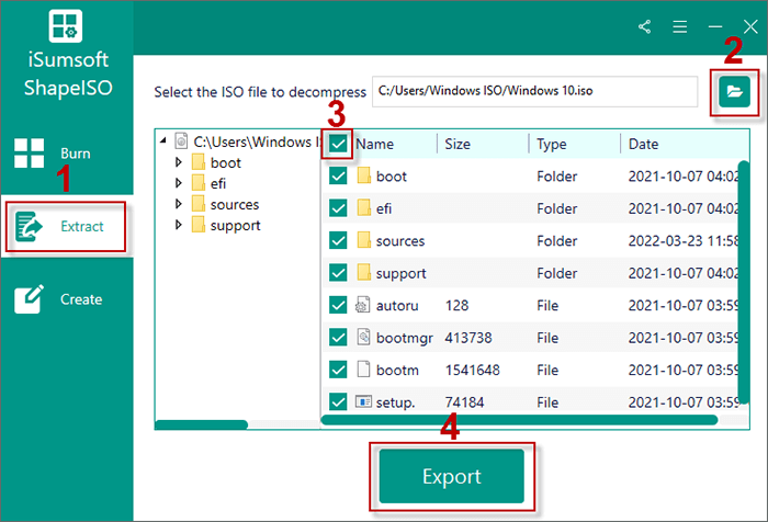 extract ISO using iSumsoft ShapeISO