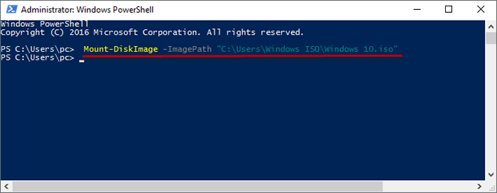 mount ISO with PowerShell command