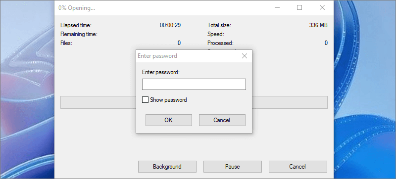 decrypt folder with a correct password in 7-Zip