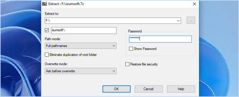enter a password to decompress and decrypt document file