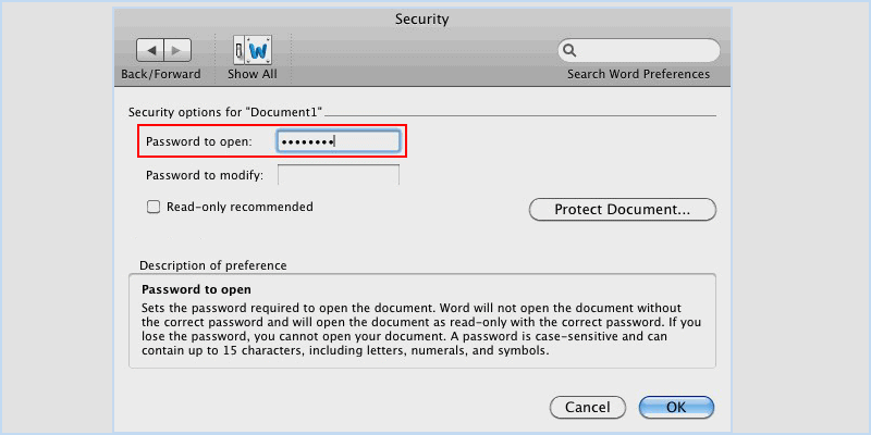 remove password for Word document file on Mac