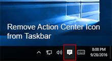 hide action center icon from Windows 10 taskbar