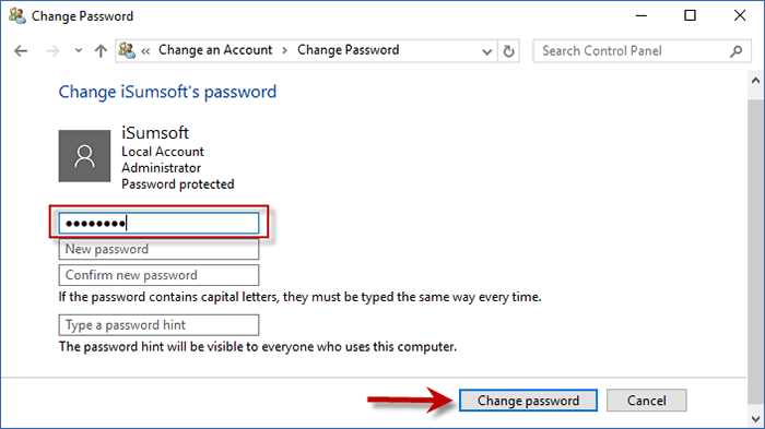  enter your current password and keep your new password blank. Then click Change password