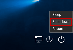 Shut down or restart from lock screen