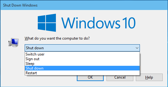 Shut Down Windows dialog