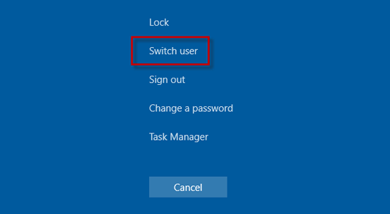 Select Switch user on the screen