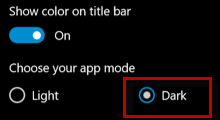 turn on dark theme in Windows 10