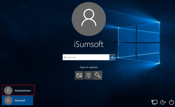 Unlock Windows 10 with another administrator