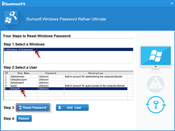 Reset admin password and unlock Windows 10