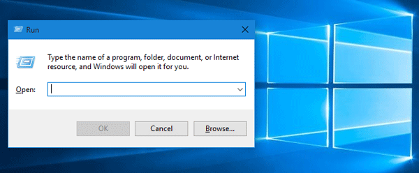 Run dialog in Windows 10