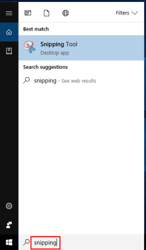 Launch Snipping tool from Search
