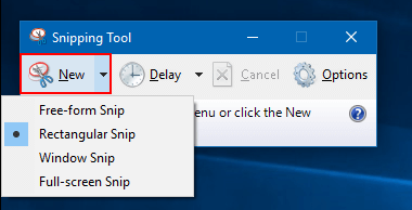 take a screenshot with the Snipping Tool