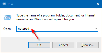 Open the Notepad in Windows 10