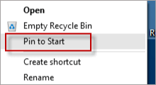 pin to start missing from context menu