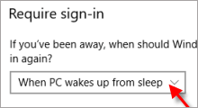 require a login password when pc wakes up