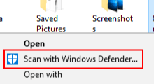 run virus scan with Windows Defender