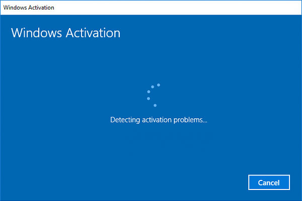 activation troubleshooter detecting problem