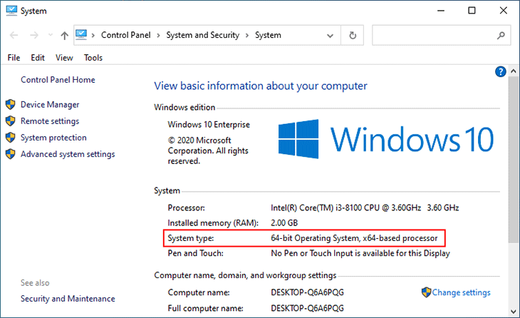 View Windows 10 System type is 32-bit or 64-bit