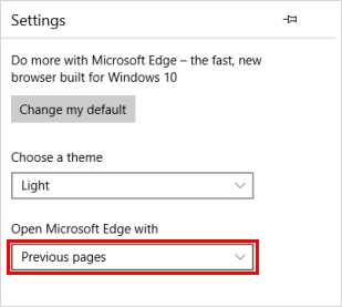 Open Microsoft Edge with Previous page