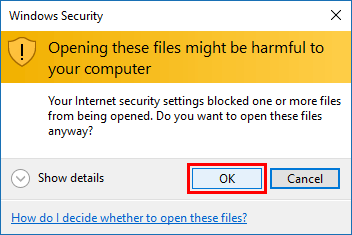 Click OK to finish copying files