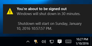 auto shutdown notification