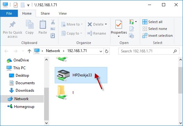 connect to printer over network
