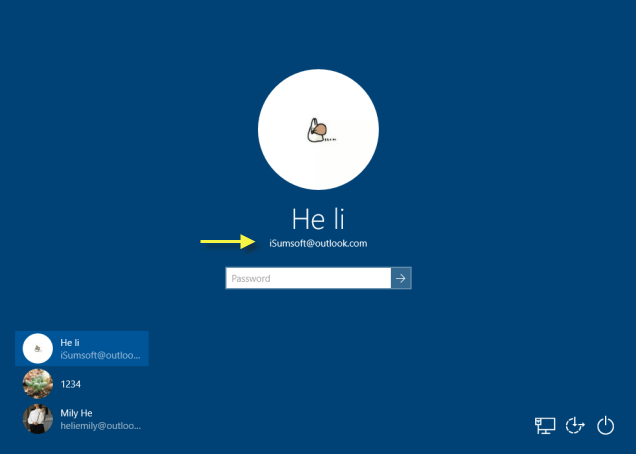 Show MS account details on sign-in screen