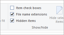 show or hide file name extension