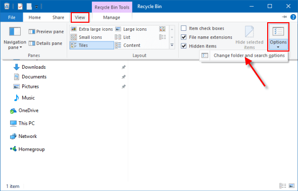 Change Files and Folders options