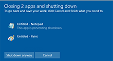 Shutdown Windows 10 without prompts