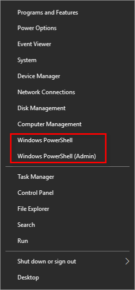 Show Windows PowerShell appear in Win + X Menu