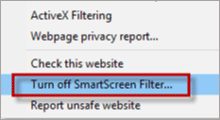 turn off smartscreen filters in microsoft edge
