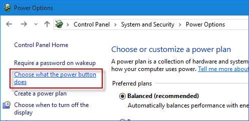 Choose what the power button does
