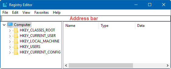 Address bar in Regedit.exe