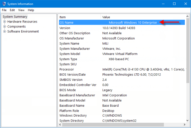 view windows edition in system information