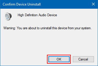 Confirm to uninstall audio driver