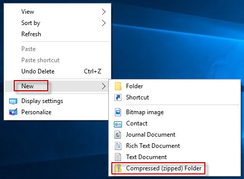 create a new zipped folder