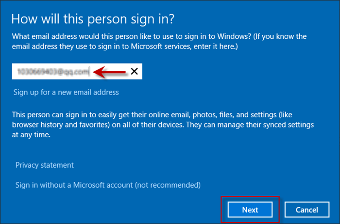 enter email address to create a Microsoft account or choose 
