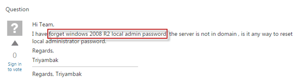 Forgot windows server 2008 R2 admin password