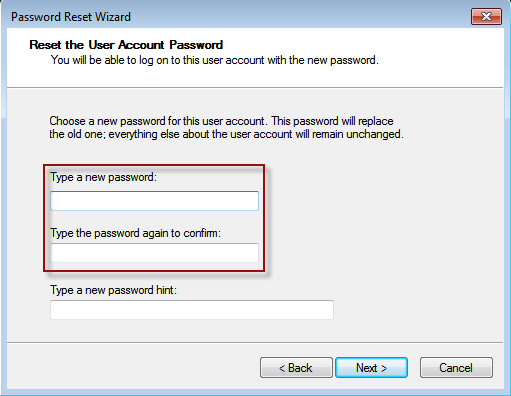 follow the wizard to remove Windows 7 forgotten password